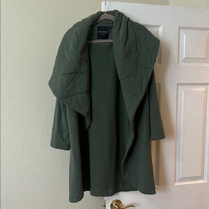 Bagatelle Draped Olive Green Open-Front Coatigan